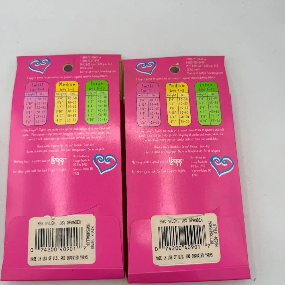 ✨ Vintage Little Leggs Tights Girls Size L 8–10 | NOS Lot of 2 | Pink Packaging